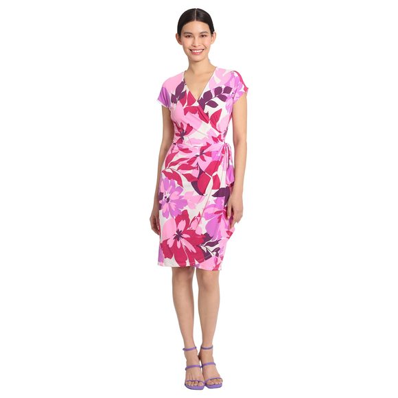 Women´s Printed Matte Jersey Wrap, Cream/carmine Rose
